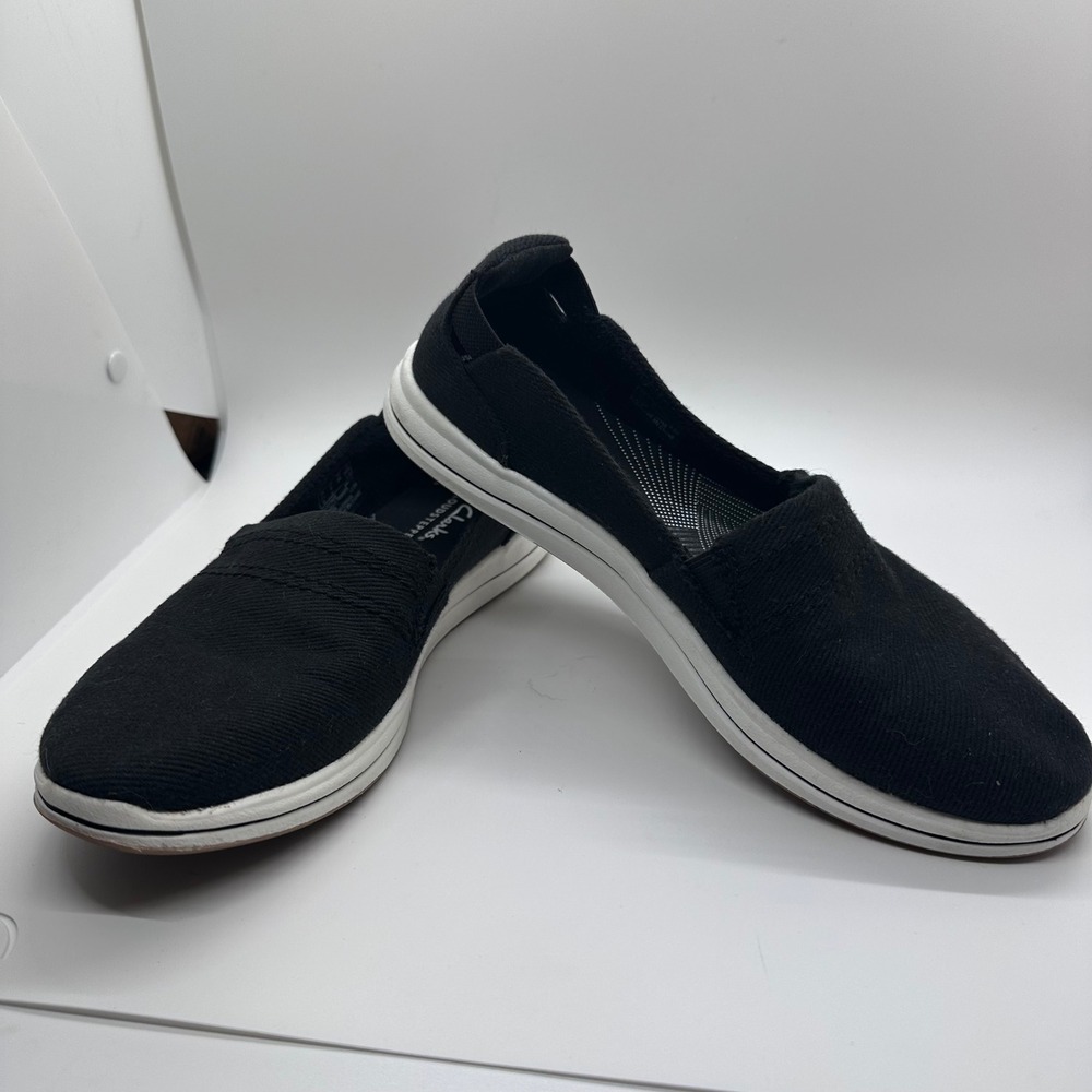 Clarks Cloudsteppers Black Slip On Comfort Casual Loafer Shoes Size 6
